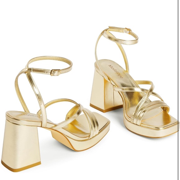 Modatope Platform High Heels Sandals for Women Ankle Strap Sandals Square - Picture 2 of 10
